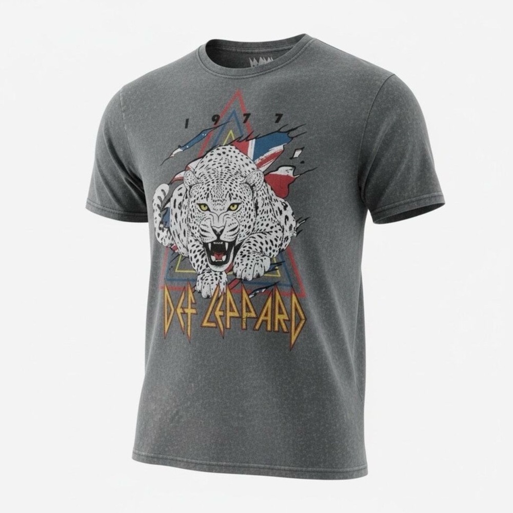 NWT Def Leppard Graphic Tee | 1977 Union Jack Leopard Shirt | Unisex Medium
